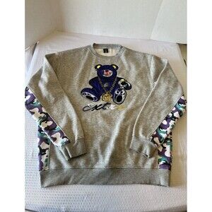 Screenshot Mens 3XL Gray Multicolor Camo Teddy Bear Pullover Sweatshirt